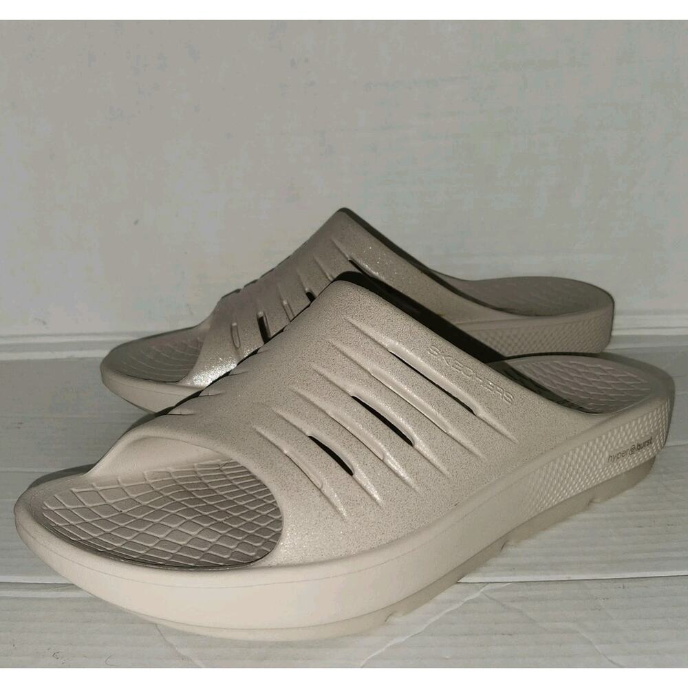 Skechers GO RECOVER Refresh ArchFit Slidea Women 10 Glam Up Natural Glossy